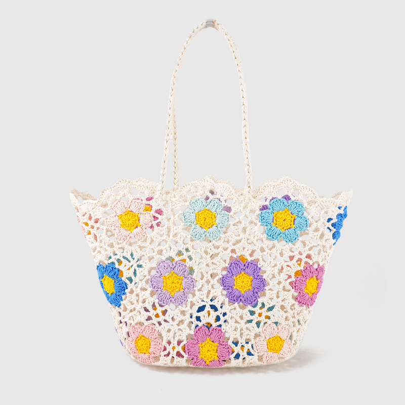 Purely Handmade Crochet Flower Woven Bag, Ins-Style High-End Luxury Versatile Women's Bag, Direct Supply from the Manufacturer Purely Handmade Crochet Flower Woven Bag, Ins-Style High-End Luxury Versatile Women's Bag, Direct Supply from the Manufacturer