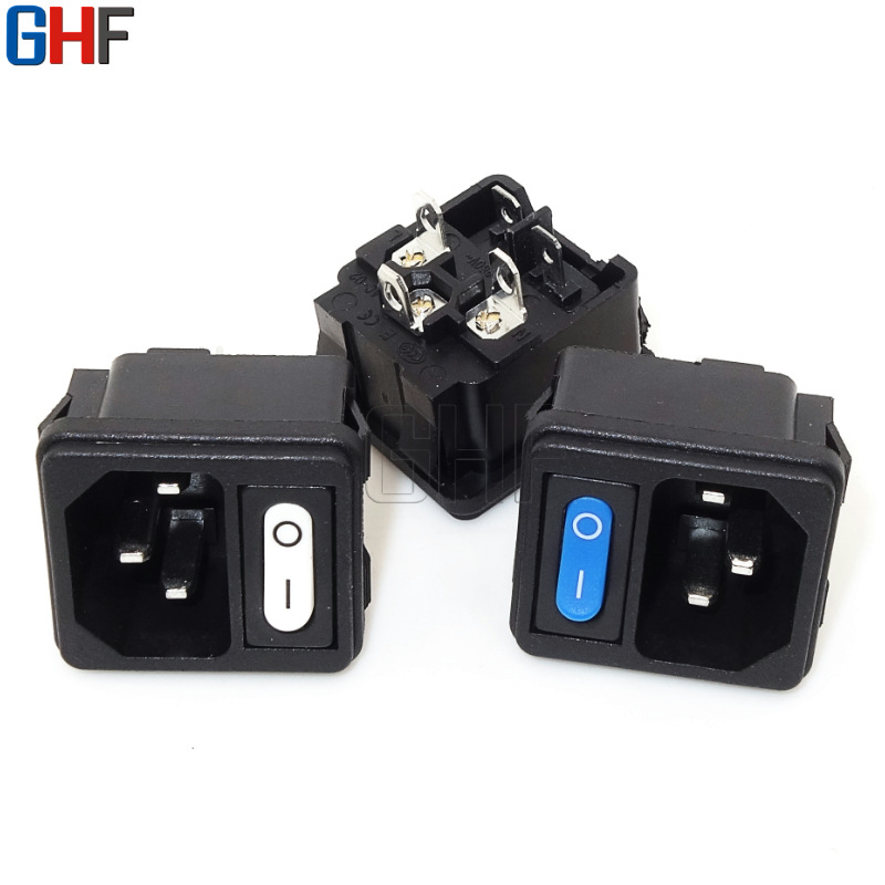 AC电源插座AC-02 二合一带开关品字插座 AC02电源插座全铜30*33mm