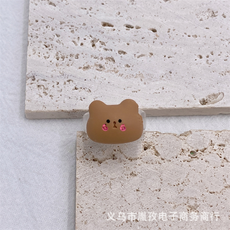 Nueva historieta animal Rana Tigre elefante pulpo resina anillo lindo estilo personalizado divertido anillo