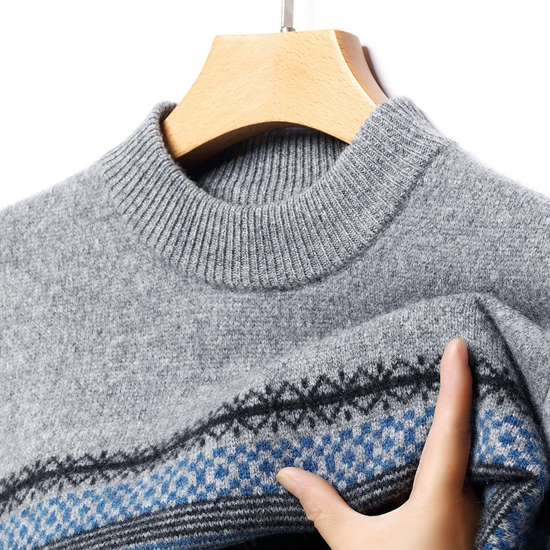  Woolen sweater with a round collar, men's demi-season base body-friendly knitted long-sleeve