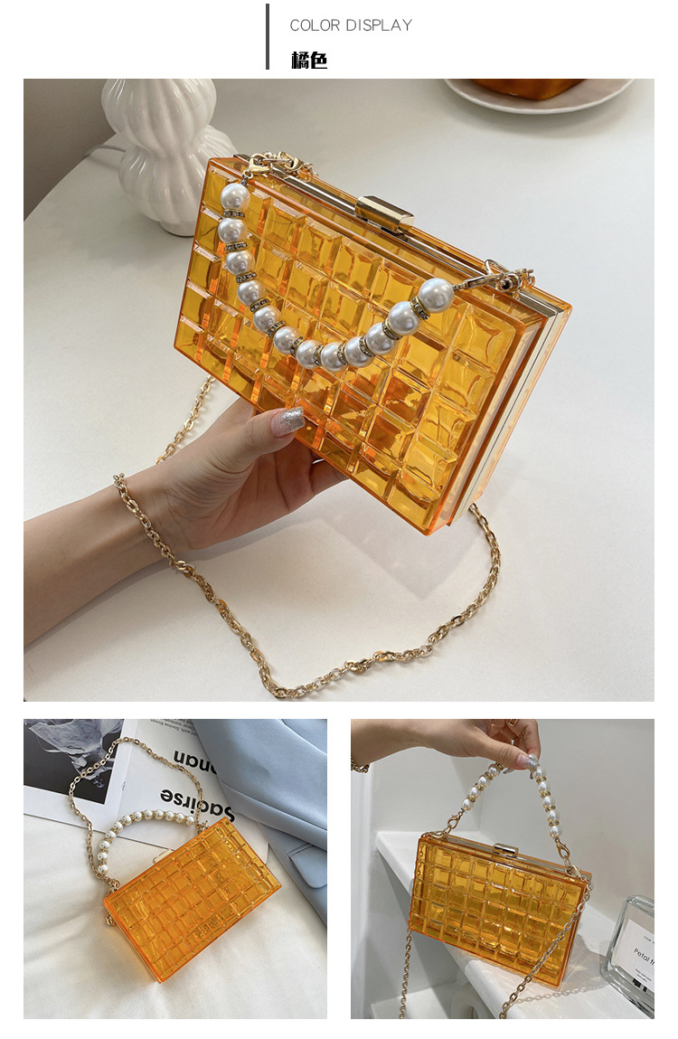 Fashion Solid Color Transparent Pearl Handle Messenger Bag display picture 1