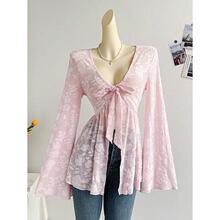 N 99513 Deep V sheer long-sleeve �� V �W���L��羳��