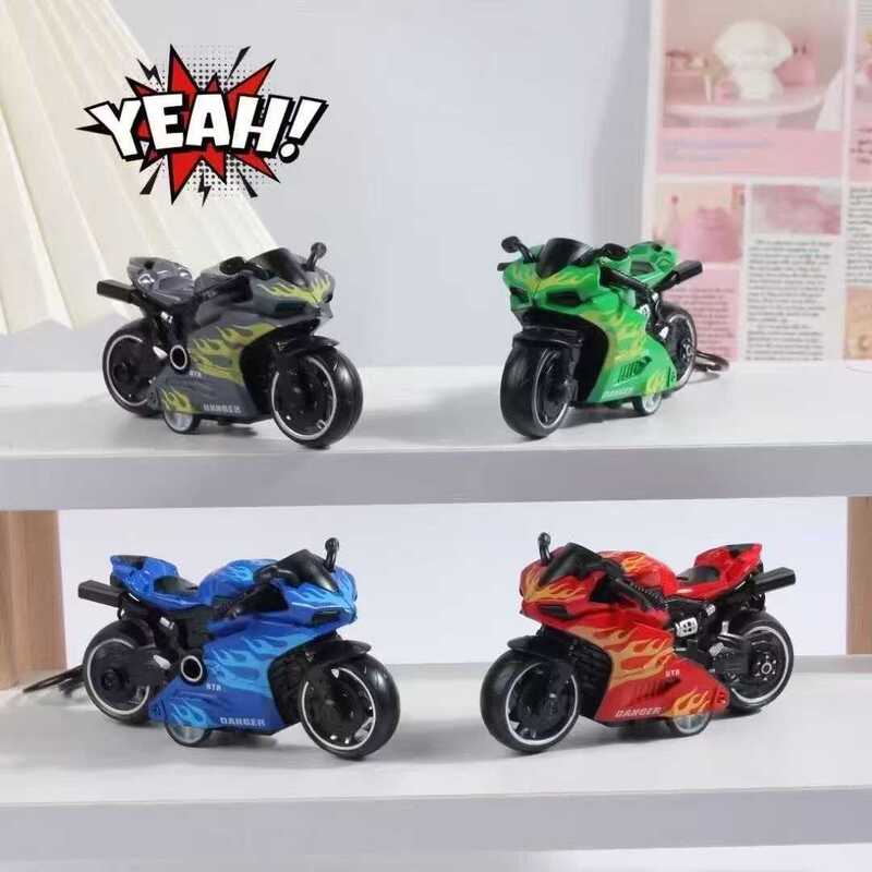 Cross-Border Alloy Motorcycle Keychain Pendant Mobile Phone Pendant Simulation Pull-Back Car Model Internet Celebrity Street Stall Gift