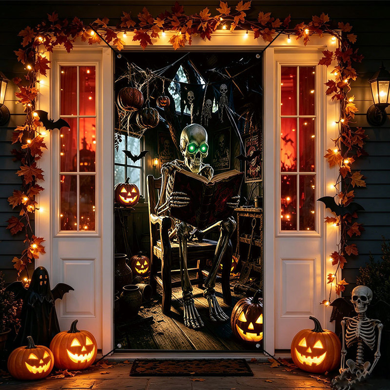 Qzbmt075 New Cross-Border Halloween Front Door and Yard Decoration Horror Door Curtain Holiday Party Banner Door Cover Qzbmt075 New Cross-Border Halloween Front Door and Yard Decoration Horror Door Curtain Holiday Party Banner Door Cover