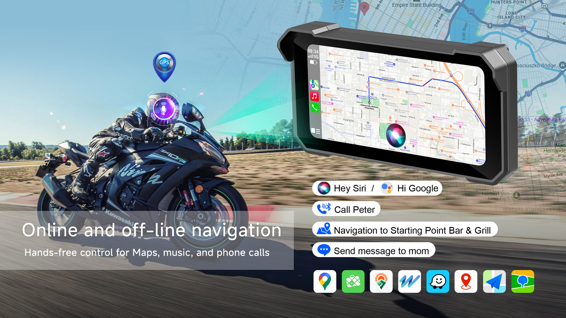 Cross-Border 6-Inch 4g Motorcycle Dashcam with Carplay, Waterproof Tire Pressure Monitoring, and Navigation Recorder