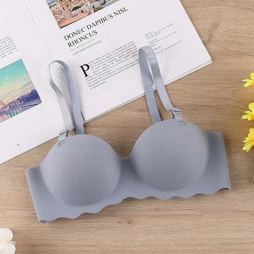 One-piece comfortable glossy seamless small breast push-up high school student bra without rims and comfortable underwear for women with thin top and thick bottom