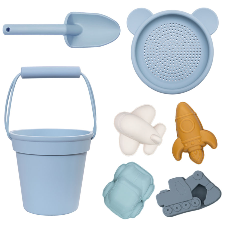Jugar herramientas de arena Material de silicona Cubo de arena junto al mar Jugar herramientas de arena silicone beach toys