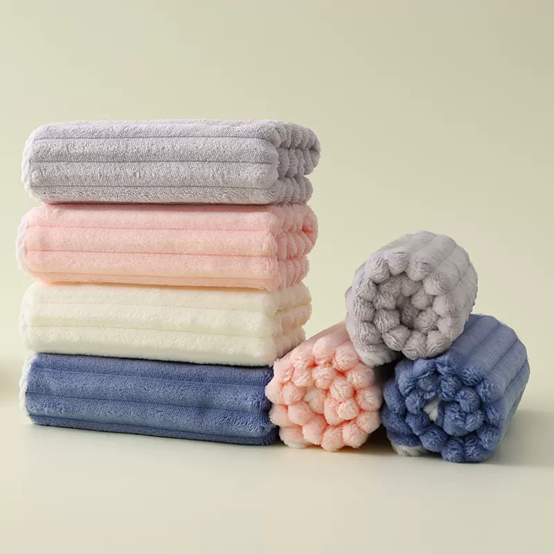 毛巾糖果条珊瑚绒经编毛巾吸水福利礼品印LOGO洗脸跨境大浴巾