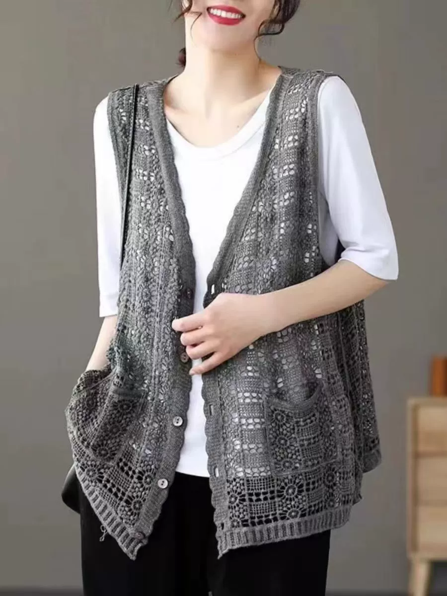 Кардиган, ретро-жилетка для отдыха, oversize