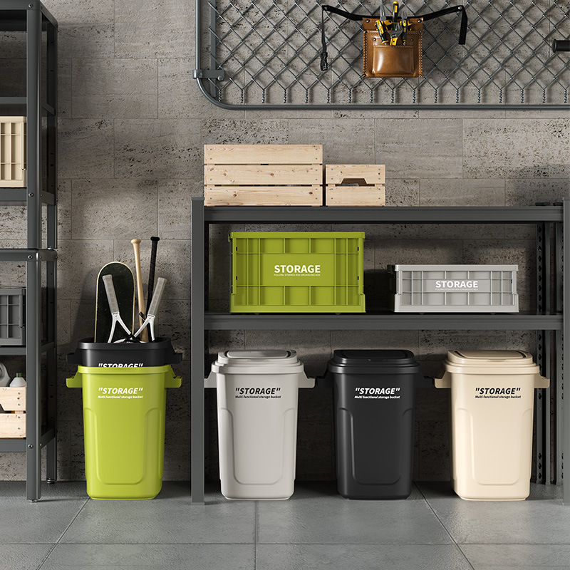 Large Industrial Style Kitchen Trash Can, High Capacity, New Model, Elevated Design for Dining Spaces, Home Use, Tall Outdoor Trash Can