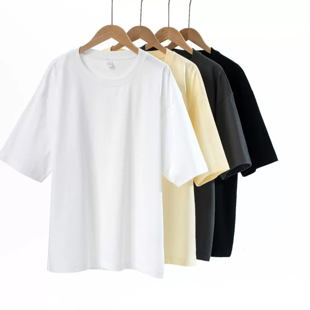 260G重磅纯棉短袖圆领T恤男女重磅打底上衣秋季新款宽松潮流男装