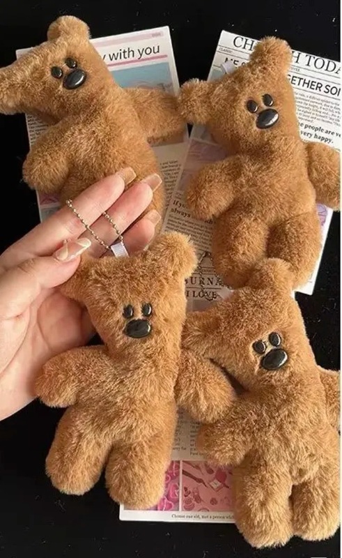 可爱毛绒爆款憨豆先生泰迪熊吱吱叫挂件高颜值从书包挂件送女友礼|undefined