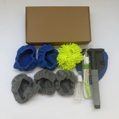 Wash Glass Window Scraper Telescopic – Car cleaning tools - type-b-eva-sheath-handle-3-sapphire-bluegrey-cloth-covers-1-green-plush-velvet-cover-1-50ml-bottle-1-detail-brushcowhide-box