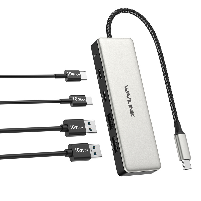 WAVLINK Aluminum Alloy Multiport Adapter 10Gbps Hub High Speed USB3.2 Gen2 Splitter