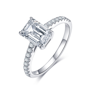 [Nurture] Artificial Diamond Ring 18K Gold Wedding Proposal Alien Emerald Diamond Ring for Women