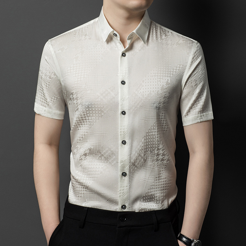 Silk casual solid color summer thin breathable fashionable shirt