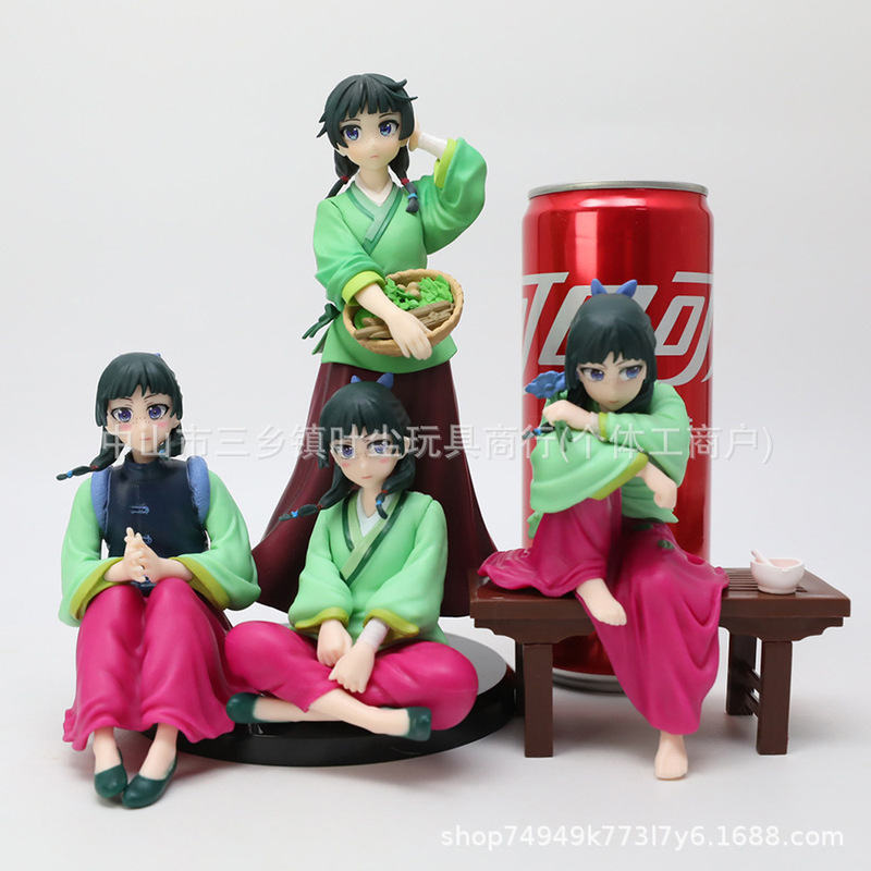 Cross-Border Popular Anime Medicine House Girl's Whispering Cat Sitting Figure Car Bookshelf Chassis Ornaments Wholesale