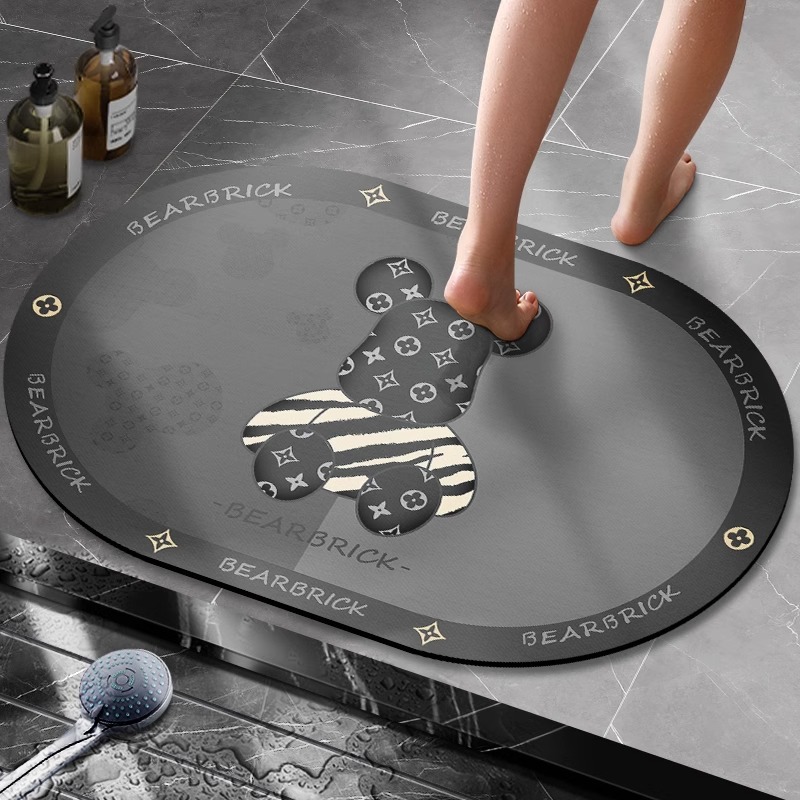 Semicírculo de barro de diatomeas alfombra de baño Baño Puerta de baño absorbente antideslizante alfombra de piso baño puerta de entrada