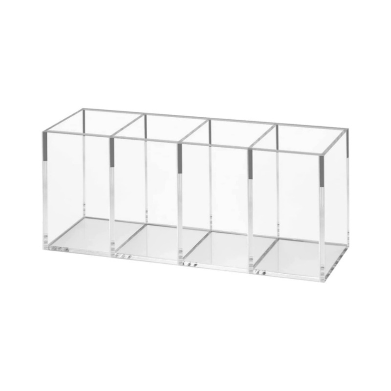 Caja de almacenamiento de cuatro rejillas de acrílico transparente cepillo de maquillaje ceja cepillo de lápiz caja de acabado escritorio papelería titular de la pluma caja de presentación