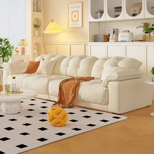 奶油风现代简约客厅小户型直排沙发三人位云朵防猫抓布奶油风沙发