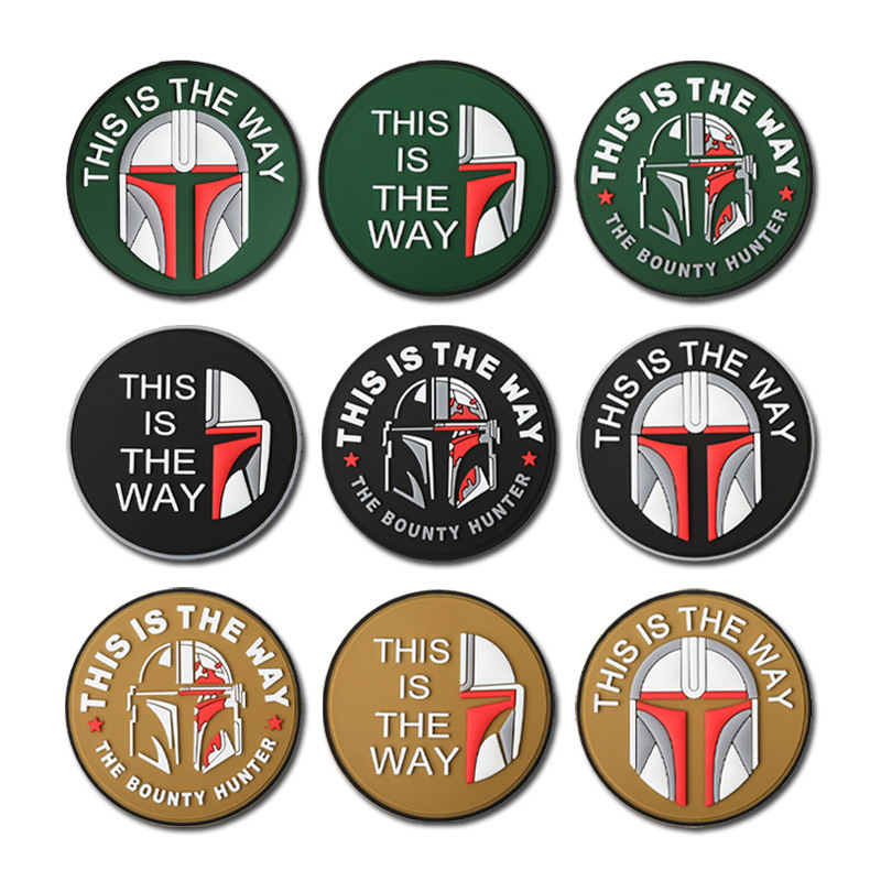 PVC Hook Face Velcro Stamp Mandalorian 3D Rubber Badge Patch Backpack Decorative Sticker Stamp Bounty Hunter Sticker