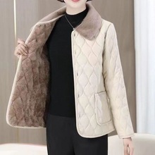 包邮妈妈加绒加厚皮棉袄冬季新款洋气时尚棉衣外套中年女宽松大码
