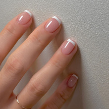 穿戴甲短款甲片白色手工纯手作简约法式美甲甲片假指甲批发 nails