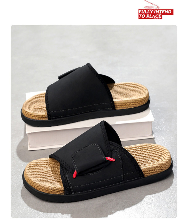 Dép sandal nam quai ngang bít mũi chống trượt đi biển cỡ lớn — kaki, màu be, đen chi tiết 8