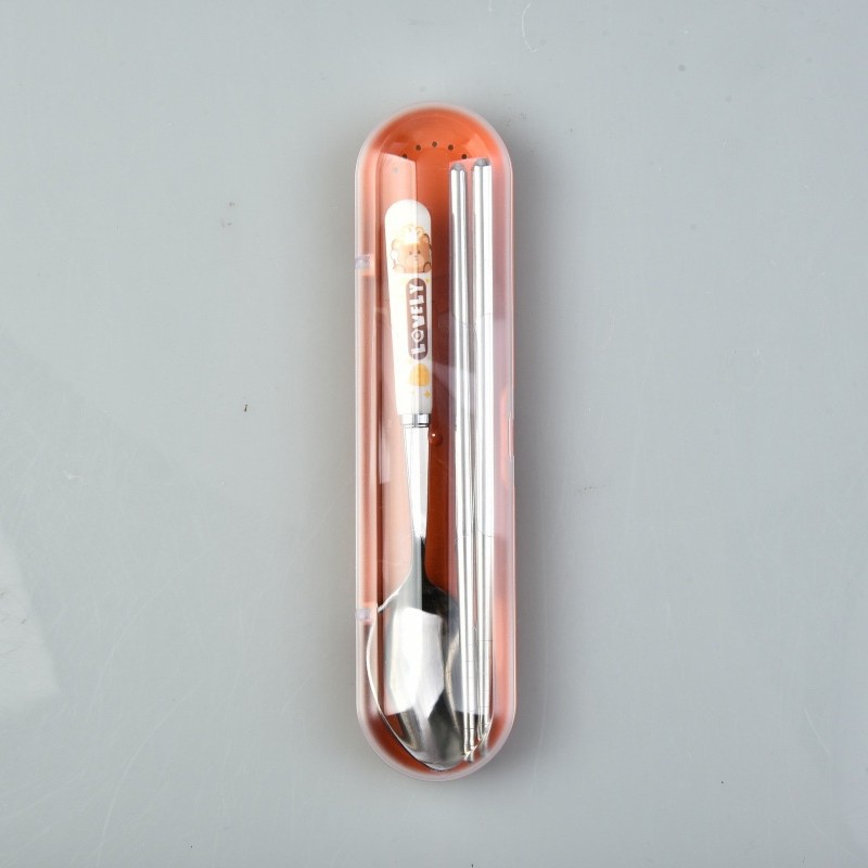 Animal encantador portátil para llevar estudiantes cucharas de comidas dormitorios escolares cucharas de cubierta de cubierta set