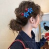 3# blue ball five-petal flower hairpin [pair]