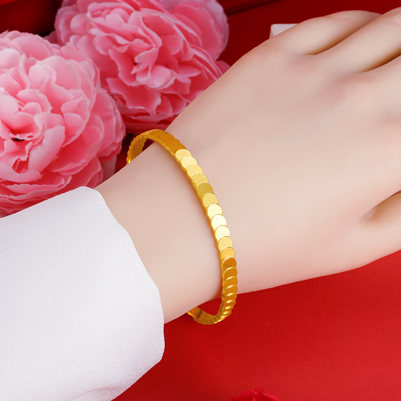 Pulsera de panal de oro arena antiguo patrimonio cerrado pulsera femenina chapado en oro vivo caliente estilo chino suministro de joyas al por mayor