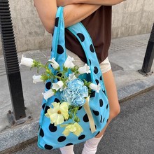 2025春夏新款小众设计感圆弧波点单肩托特包大容量通勤旅行大包包