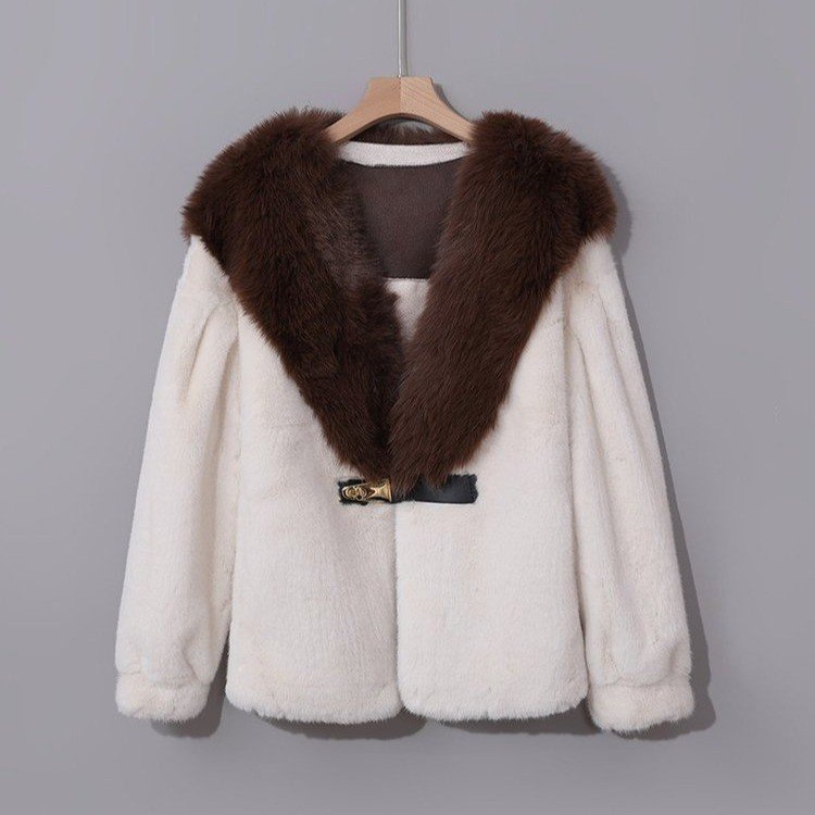 Women's Clothing fur short jacket fashionable and versatile mink velvet splicing buckle jacket_voghion.com