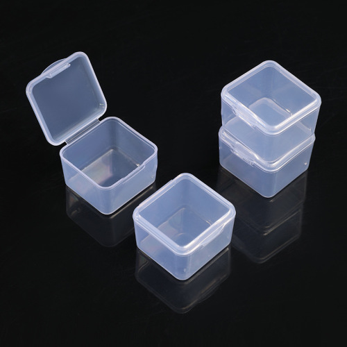 Plastic earplug mini PP square box storage jewelry fish hook component tool storage box single compartment with lid transparent box