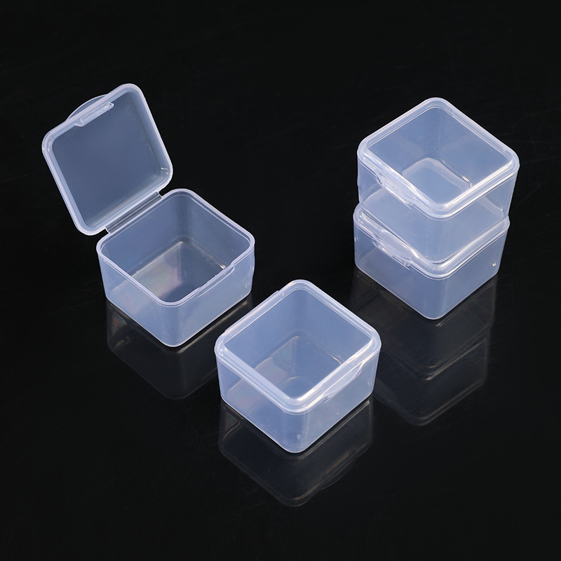 Plastic Earplug Box Mini Pp Small Square Box Jewelry Fishhook Component Storage Box Single Grids Covered Transparent Box Manufacturer