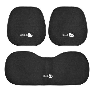 universal for all seasons, summer: Seat cushion, seat cover - black-and-white-kt-front-and-back-three-piece-set