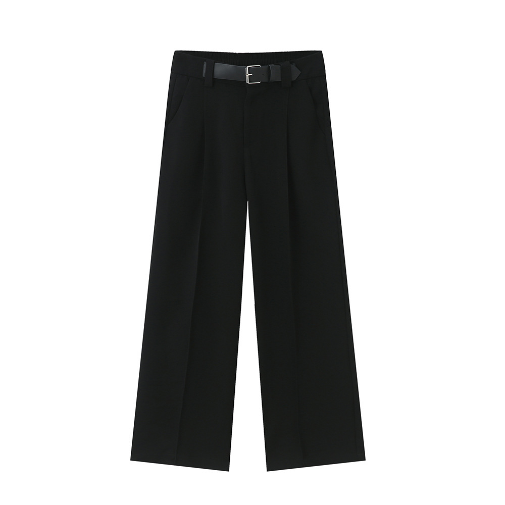MTLCLOTHES para hombre | 2024 verano nuevo producto retro estilo Hong Kong cinturón decoración cintura elástica pantalones sueltos marea