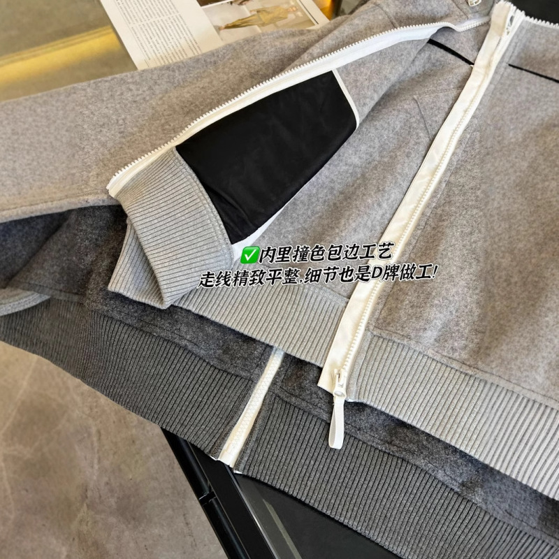 鹅家 100羊毛双面抓绒厚实双面抓绒连帽飞行员夹克外套|undefined