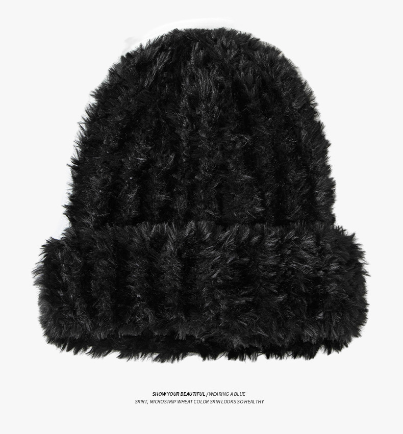 Grand bandeau chaud en peluche pour enfants, protection des oreilles d'hiver, ample, empilé, polyvalent, tricoté, visage montrant un petit chapeau en laine, nouvelle collection automne et hiver_voghion.com