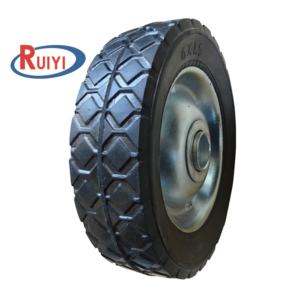 厂家供应手推工具车轮子 沙滩车6x1.5英寸实心轮 手推车防扎小轮