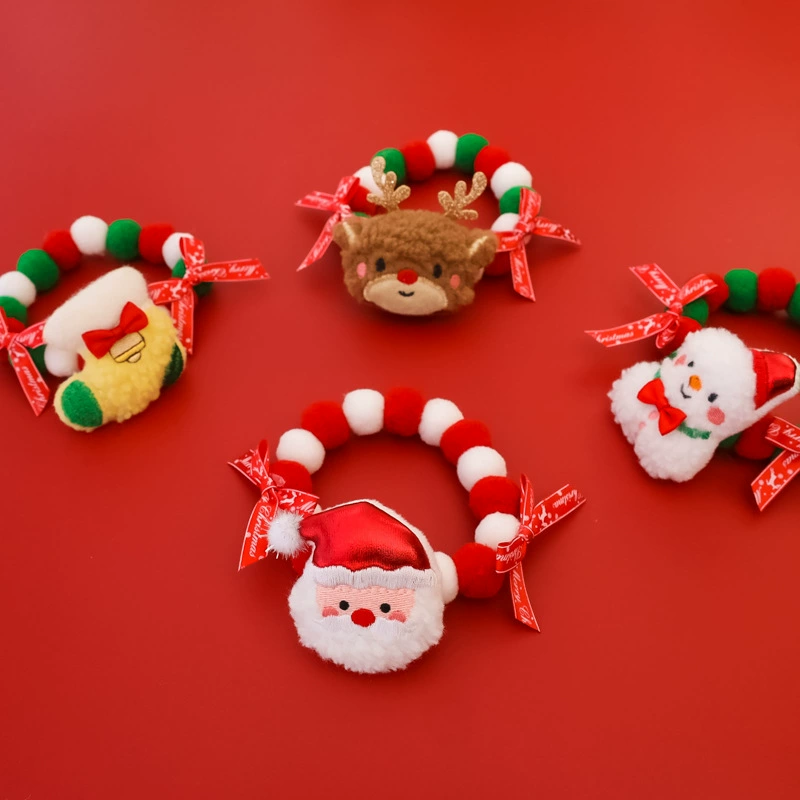 Рождественские эластичные шерстяные шарики домашние животные ошейники собаки шеи кошки праздничные украшения