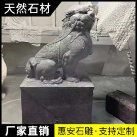 青石石狮子石雕一对摆件看门祠堂门口户外别墅汉白玉大型石狮