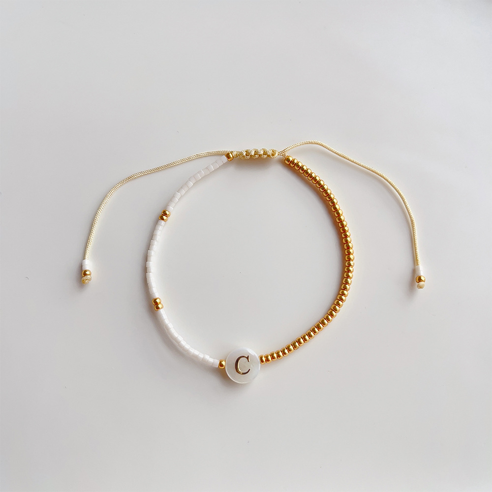 Kkbead nicho estilo francés Toho color retención cuentas de oro pequeña pulsera ajustable Shell carta muñeca joyería femenina