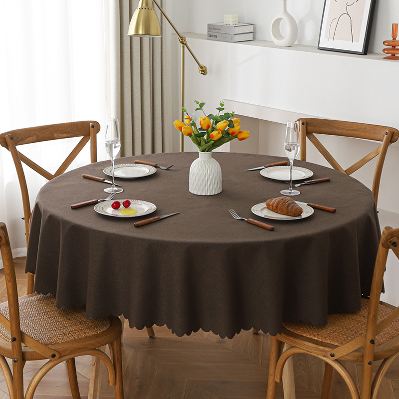 Mantel de lino de algodón-Café profundo