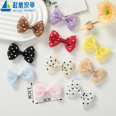 黒と白の水玉模様のシフォンリボン DIY ファブリックアクセサリーバッグ靴と衣類アクセサリーヘアアクセサリー携帯電話ケース材料バッチ