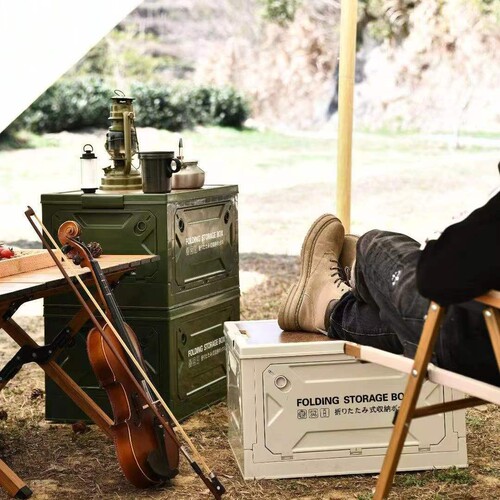 Outdoor camping 5-open storage folding box camping wooden lid storage box car backup storage box storage box