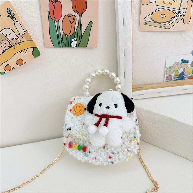Bolsa de mensajero de los niños de lana 2023 moda lana niñas perla monedero Otoño e Invierno nuevos niños ropa grande marca bolsa