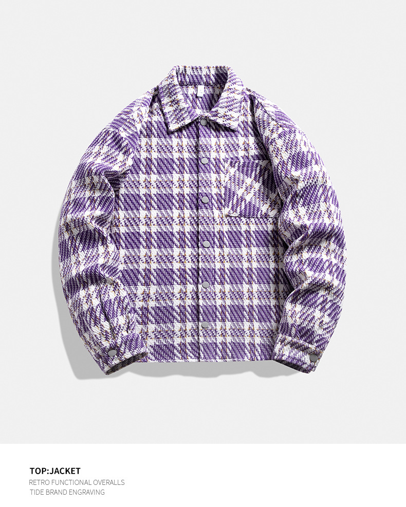 Men's Clothing Jacket for boys, new style for spring and autumn, high end style plaid brand, style lapel loose casual versatile jacket_voghion.com