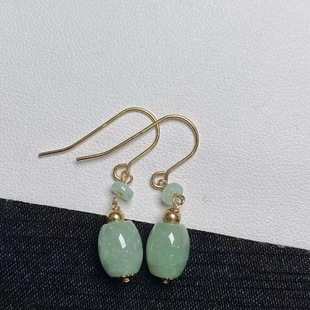 Natural Myanmar A goods jade jewelry 14K gold inlaid earrings jade earrings earrings jewelry wholesale