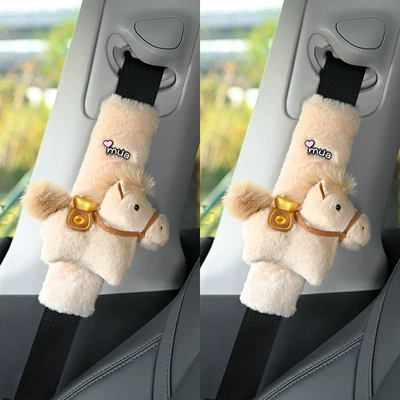 Get Rich Immediately Car Seatbelt Seat belt shoulder pad - brown-imitation-rabbit-fur-make-money-immediately-2-pack